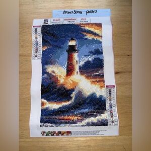 Lighthouse Diamond Painting Kit - Multicolor homemade and completed 20 x 30
